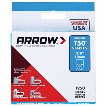 ARROW T50 STAPLES 10MM BOX 1250 ARRT5038S