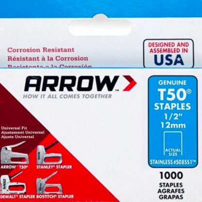 ARROW T50 STAPLES 12MM 125O BOX