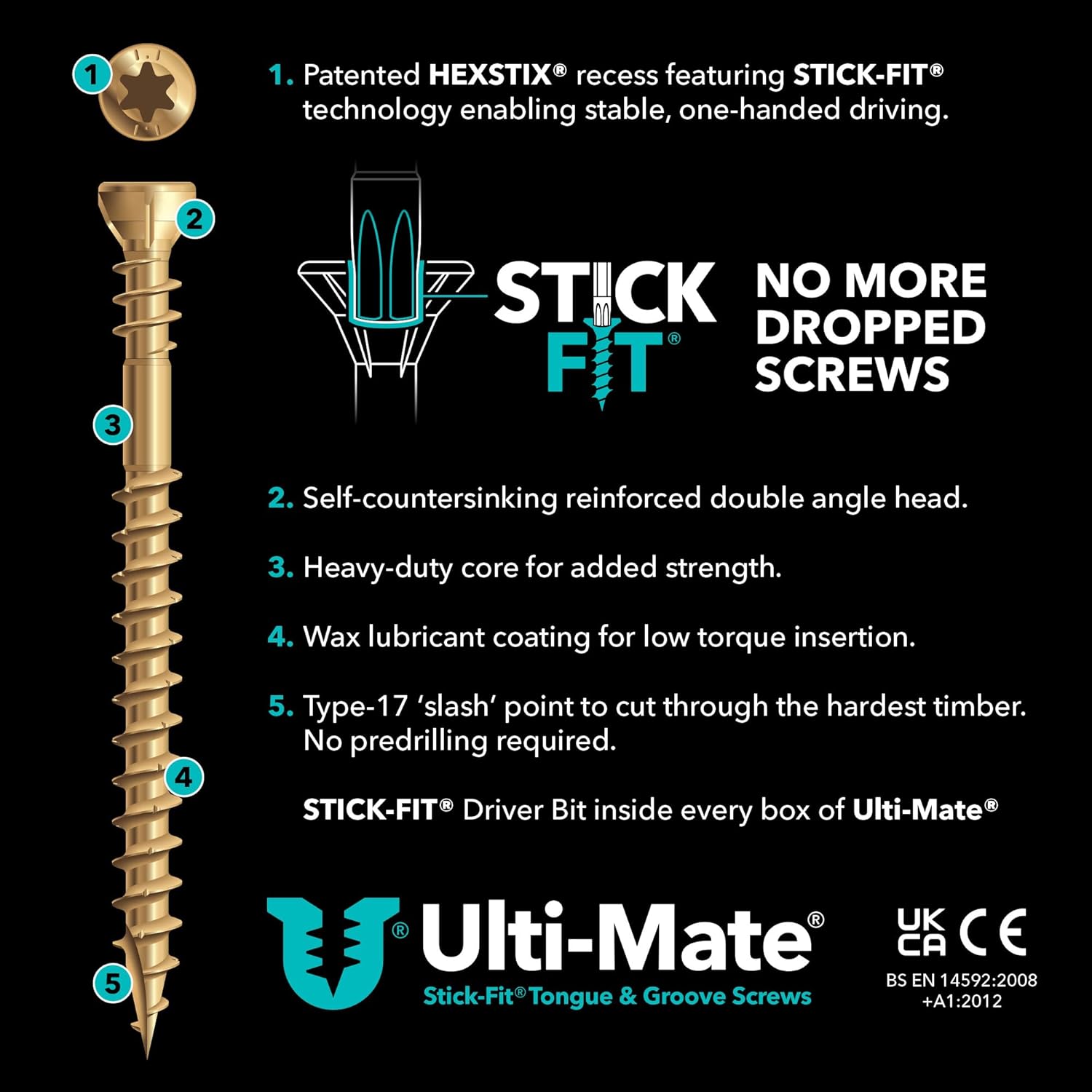 3.5 x 45mm ULTI-MATE WOOD SCREW TONGUE & GROOVE - Image 2
