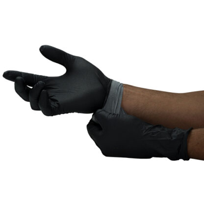 MEGAMAN NITRILE BLACK GLOVES 50 X BOX SIZE LARGE - Image 2