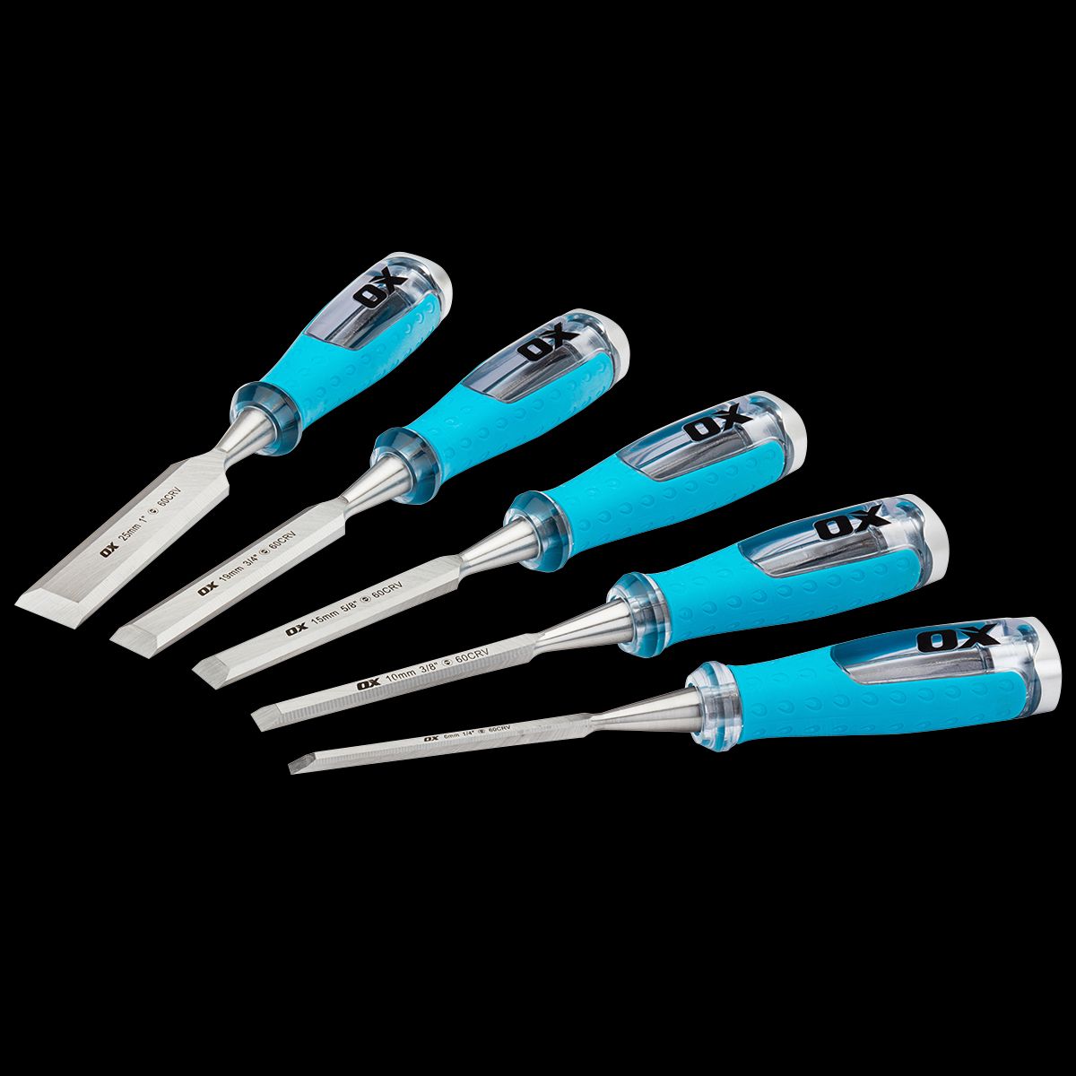 OX PRO 5 PIECE WOOD CHISEL VELCRO HOLDER SJS Building Supplies