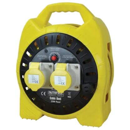 FAITHFULL CABLE REEL 110V OPEN FRAME 25M 16A yellow soc