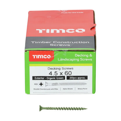 TIMCO SOLO DECK SCREW 4.5 X 60MM GREEN (200BOX)